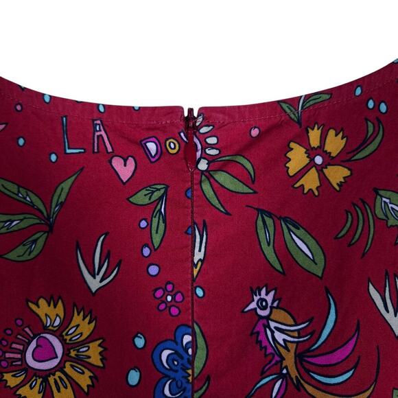 La DoubleJ Womens Bambi Dress Red Floral Print 40 Midi Long Sleeve Boho Chic Fit - Picture 13 of 15